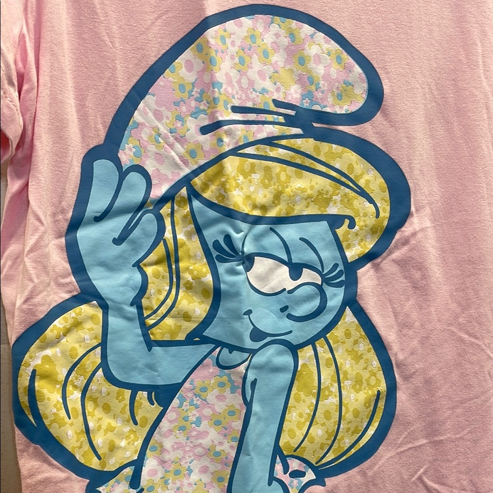 Unique Vintage, ‘23, Pink Smurfette Shortsleeved, Graphic Tee. (L 10/12) - Picture 7 of 8